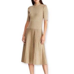 Lauren Ralph Lauren Gold Metallic Midi Dress size Small